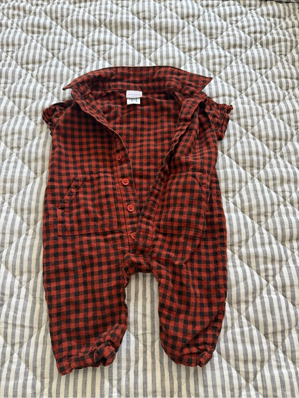 Hannah Andersson checkered coveralls 3-6